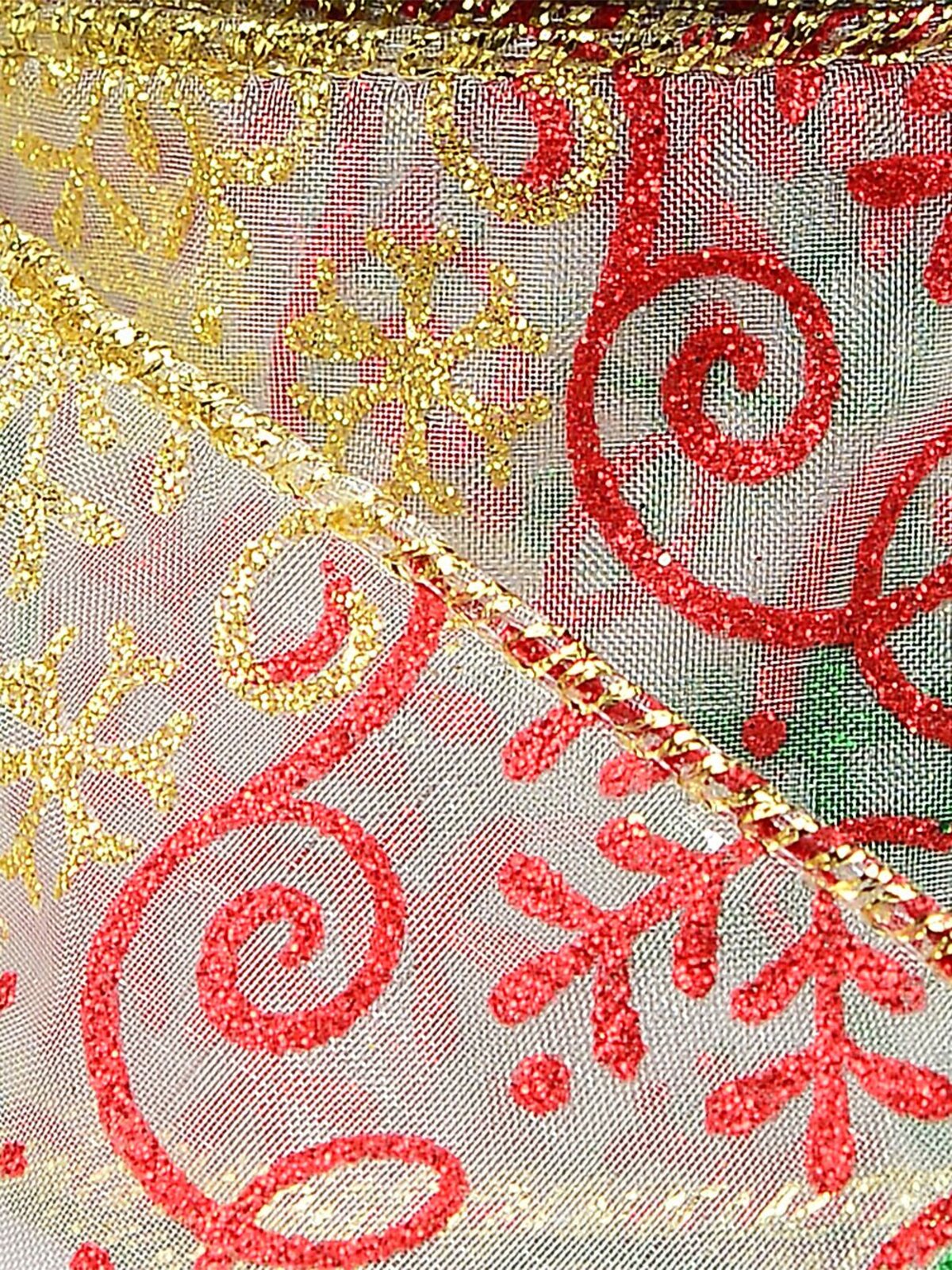 Snowflakes & Swirl Patterns On Sheer Wide Cut Ribbon | 3m x 63mm