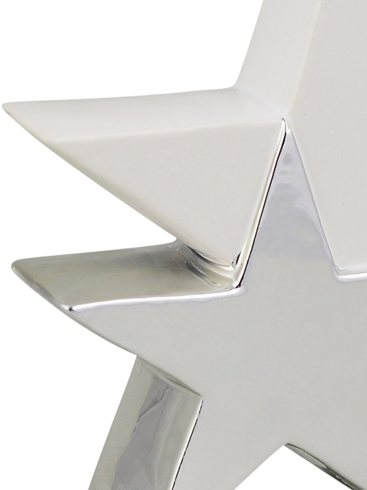 Standing Double Star In White With Silver Ceramic Christmas Ornament - 17cm — image 3