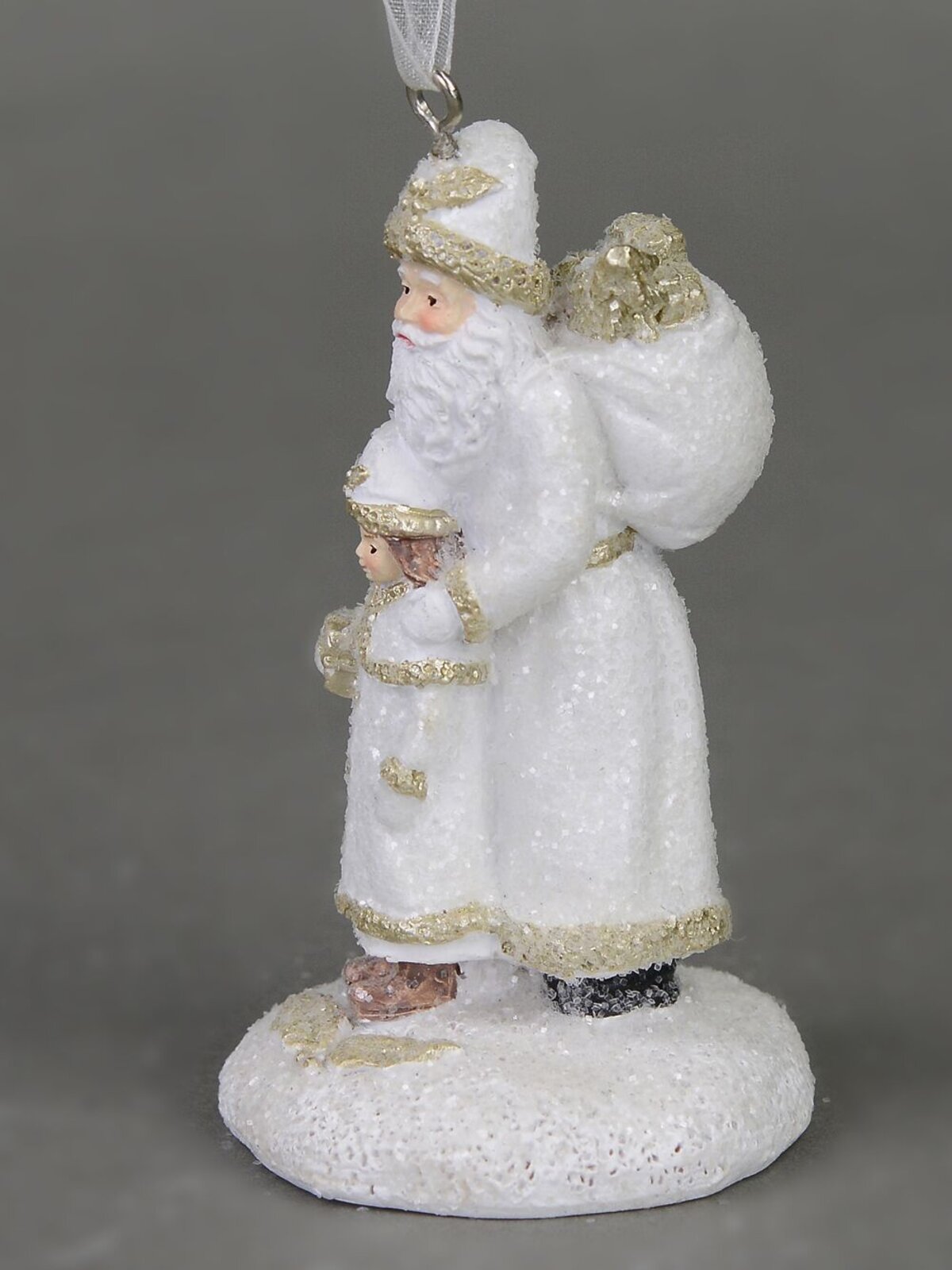 Standing Traditional Father Christmas with Child, Hanging Ornament - 70mm