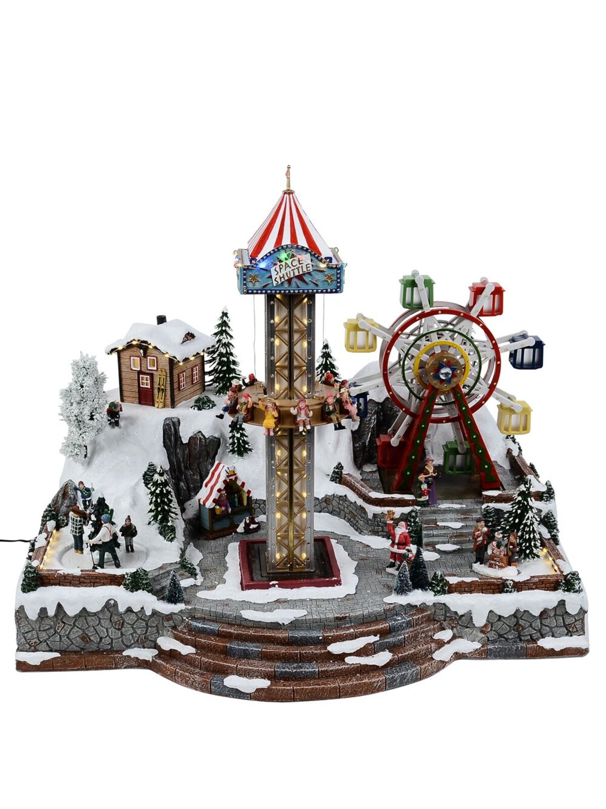 Theme Park Christmas Village Scene With Skiing, Big Drop & Ferris Wheel - 66cm — image 2