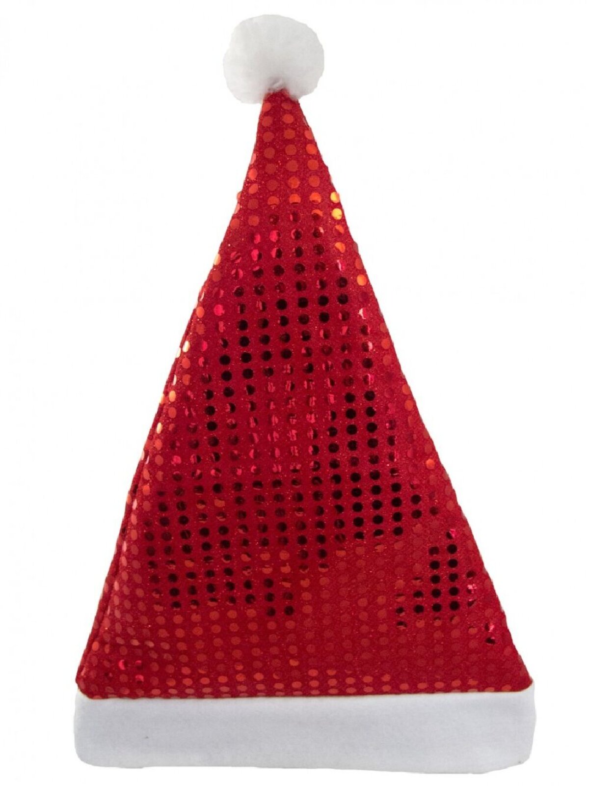 Traditional Red Sequin Santa Hat White Felt Trim | One Size Fits Most — image 2