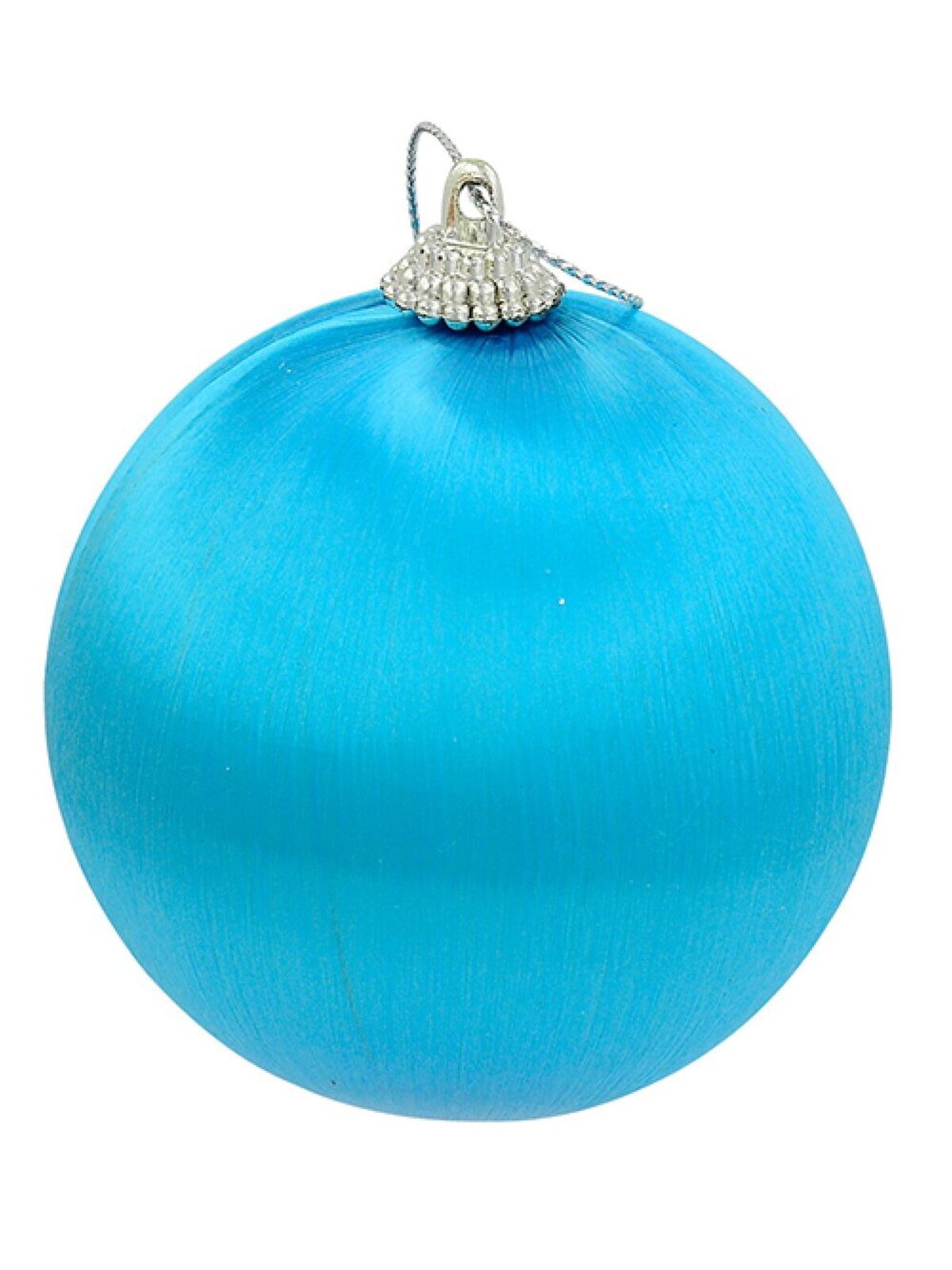 Turquoise Blue Silk Thread Christmas Bauble Decorations - 8 x 75mm — image 2