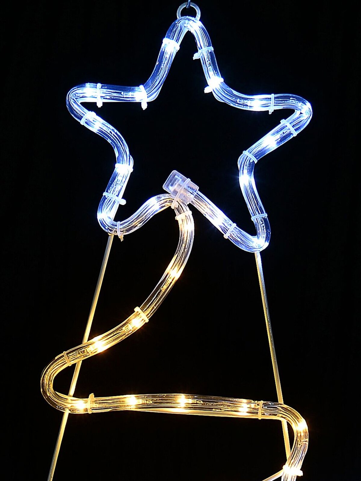 Warm & Cool White LED Christmas Tree With Stars Rope Light Silhouette - 83cm — image 3