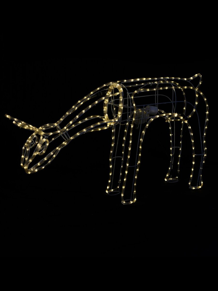 Warm White LED Large Feeding Reindeer Cow 3D Rope Light Silhouette - 1.2m — image 3