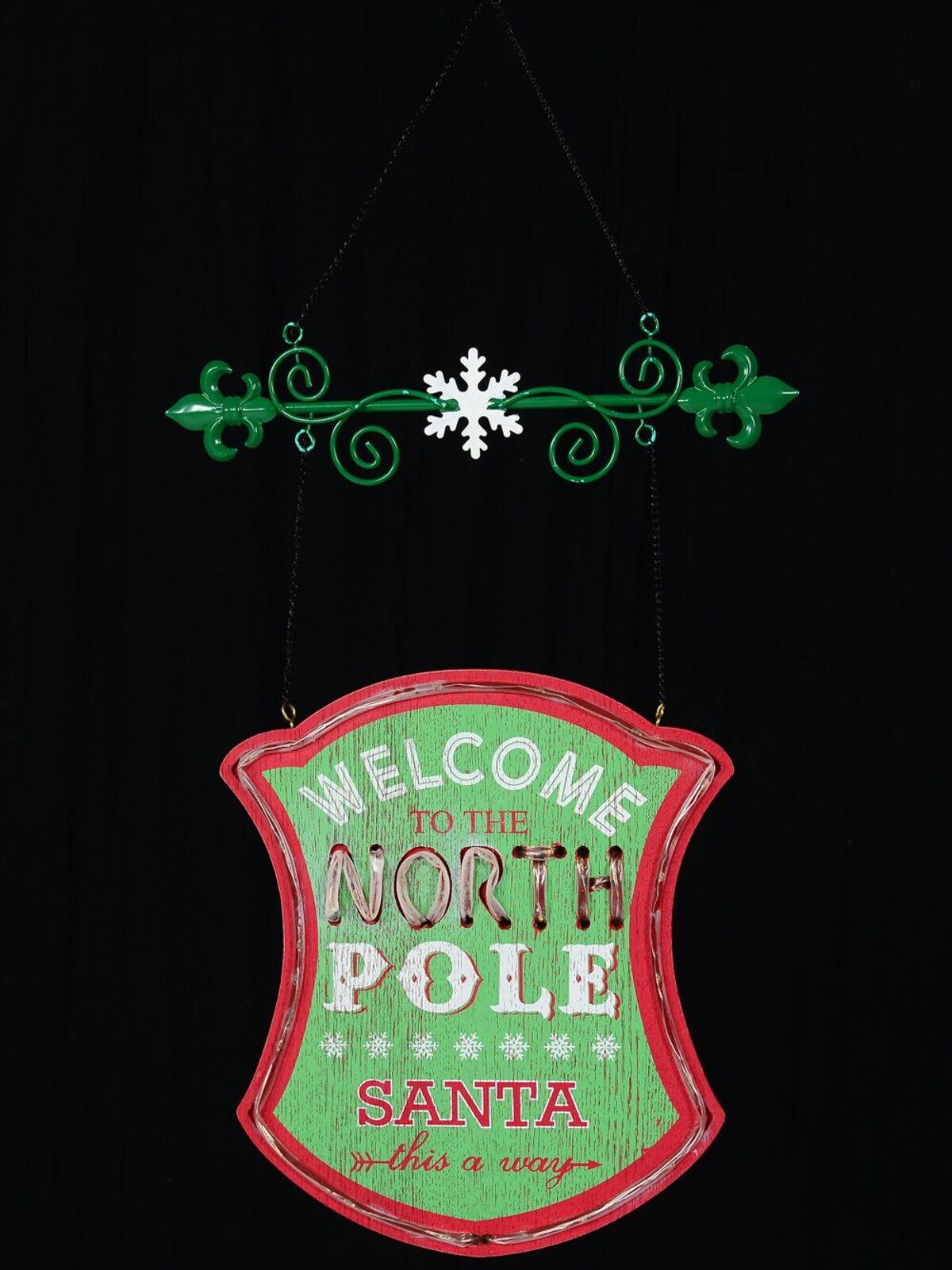 Welcome To The North Pole Illuminated Vintage Look Christmas Plaque - 43cm — image 4