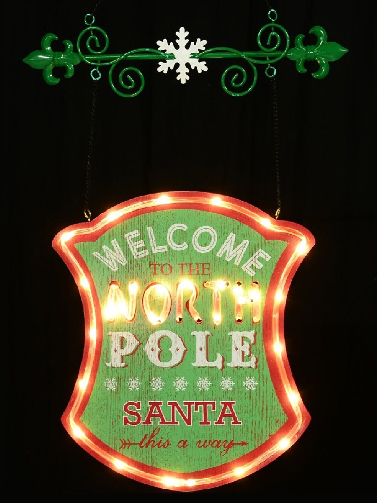 Welcome To The North Pole Illuminated Vintage Look Christmas Plaque - 43cm — image 2