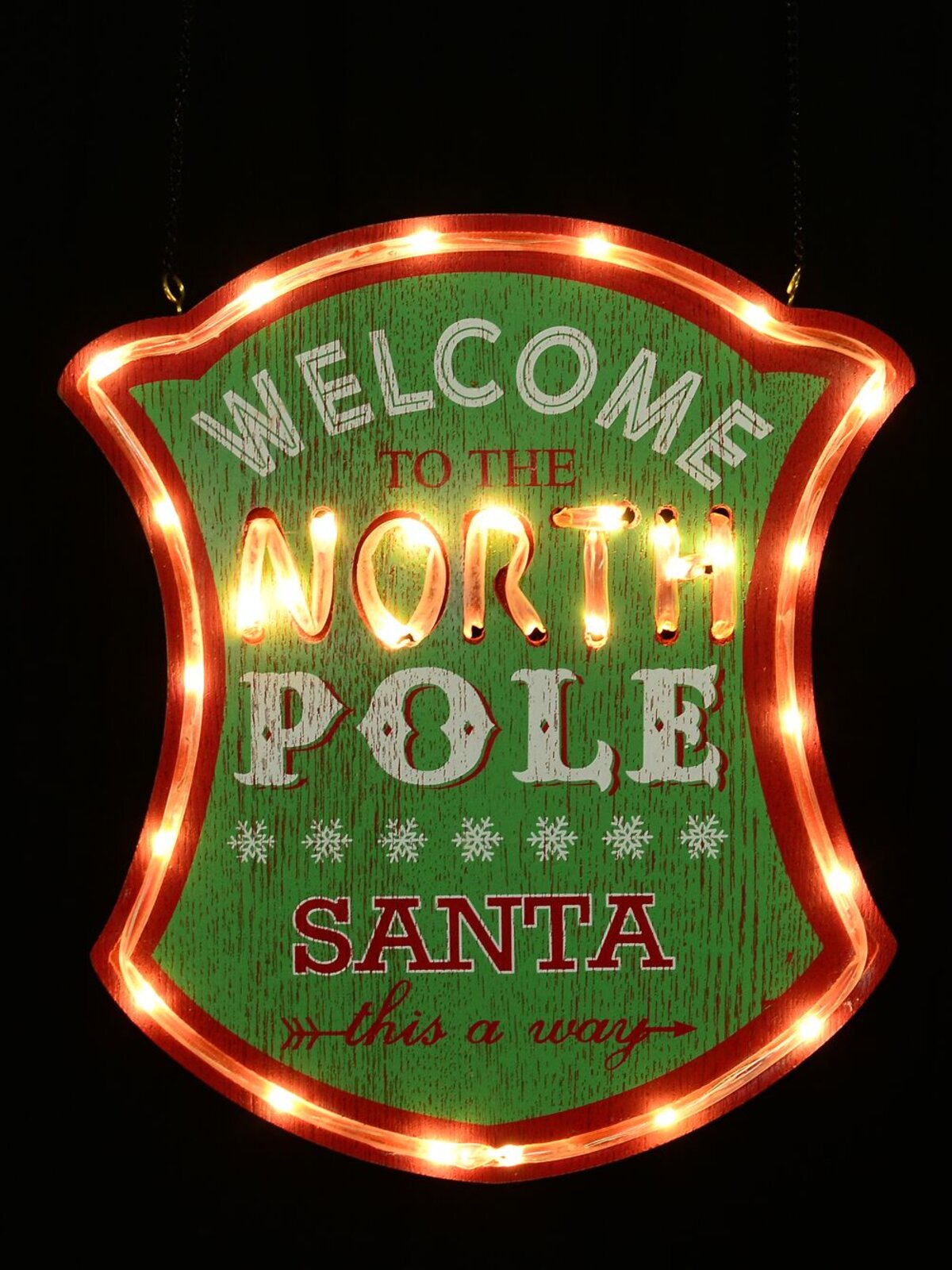 Welcome To The North Pole Illuminated Vintage Look Christmas Plaque - 43cm — image 3