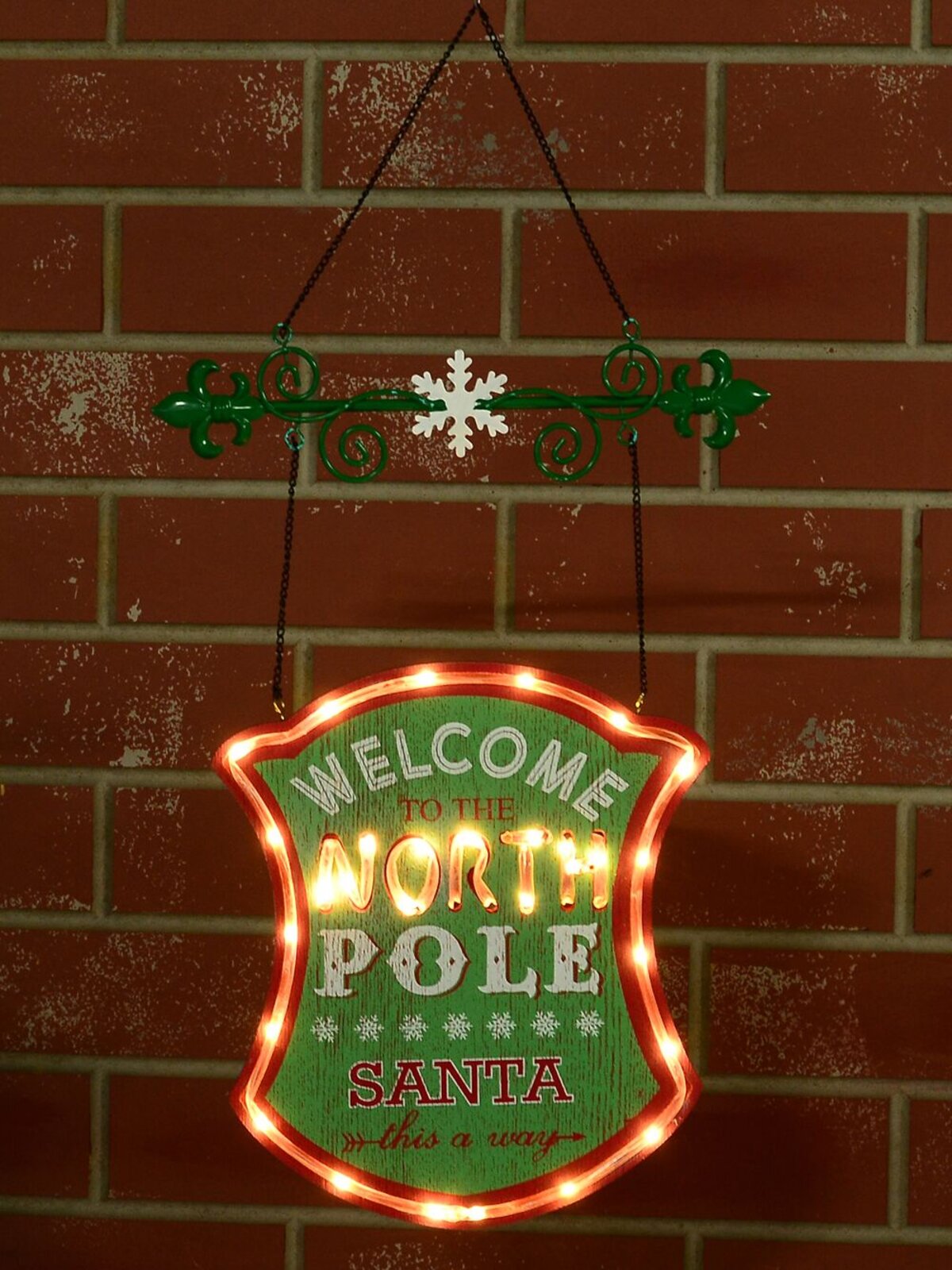 Welcome To The North Pole Illuminated Vintage Look Christmas Plaque - 43cm — image 5