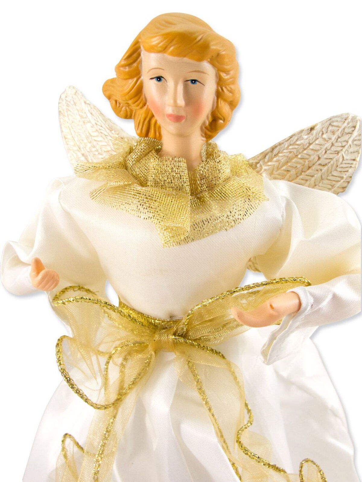 White & Gold Decorative Angel With Cream Wings - 25cm — image 2