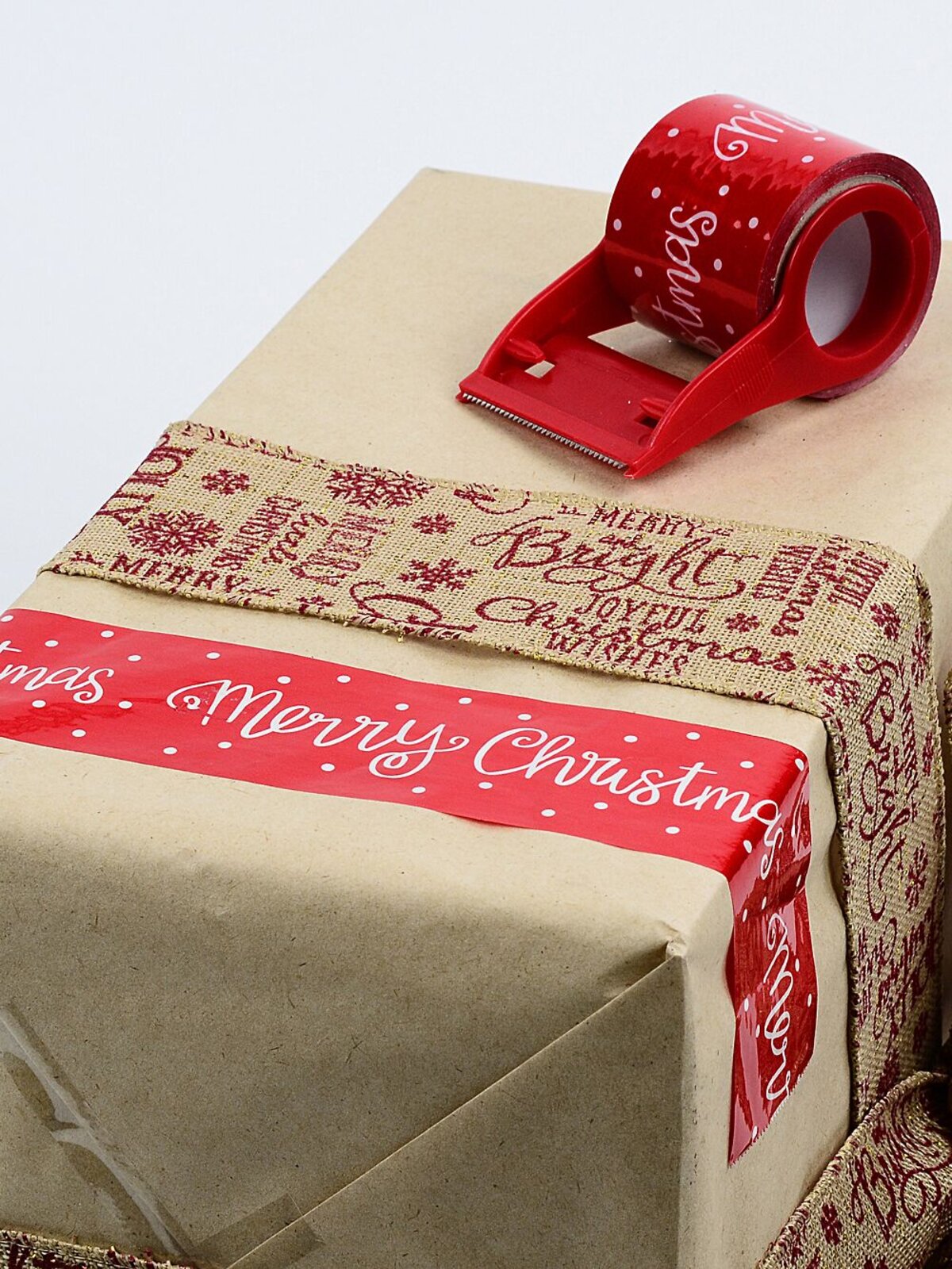 White Merry Christmas On Red Gift Wrapping Tape | 15m x 50mm — image 2