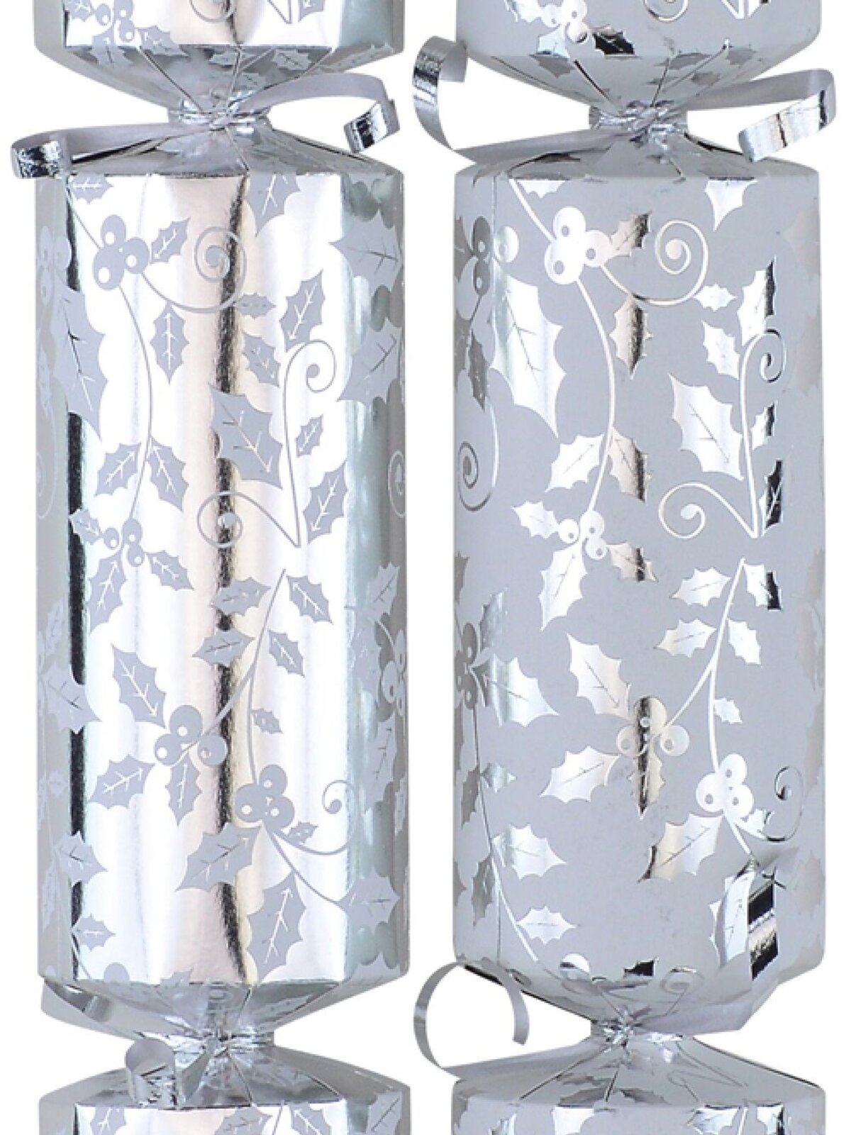 White & Shiny Silver With Mistletoe Christmas Cracker Bon Bons - 10 x 36cm — image 2
