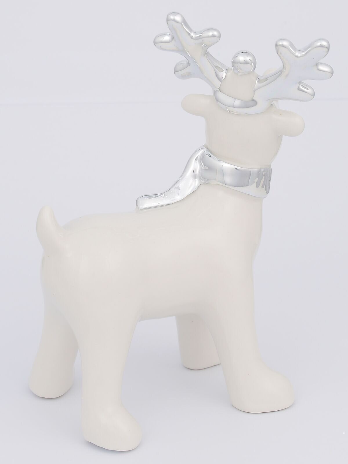 White Winter Large Reindeer With Scarf Ceramic Christmas Ornament - 17cm — image 3