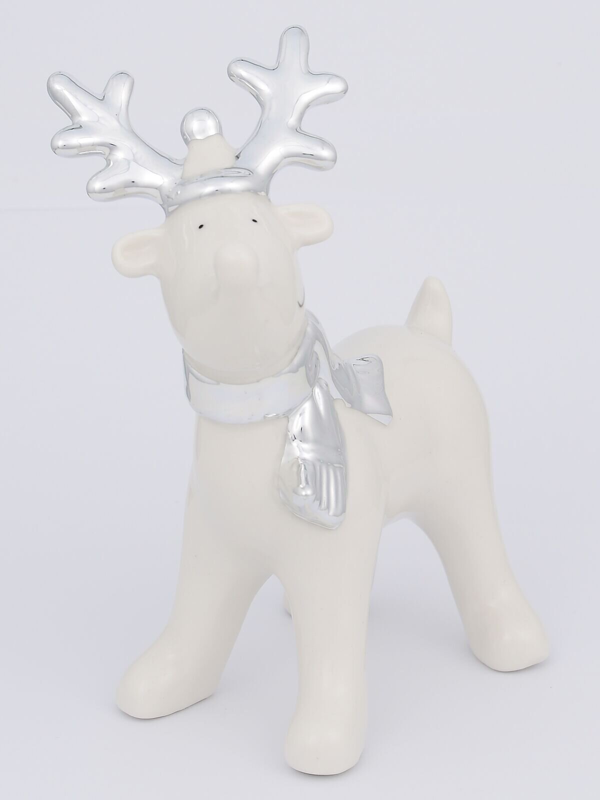 White Winter Large Reindeer With Scarf Ceramic Christmas Ornament - 17cm — image 2