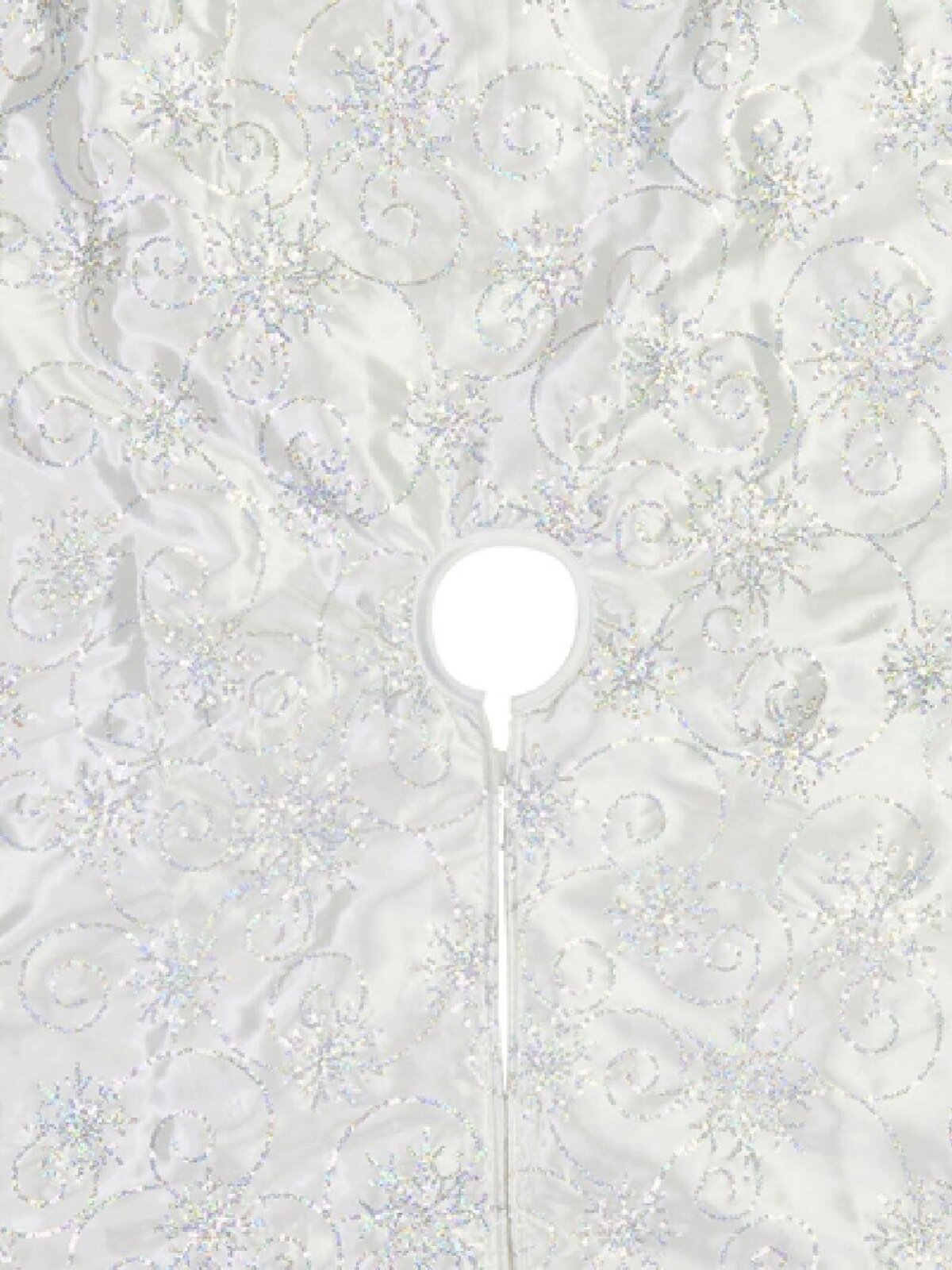White With Sequin Swirl Pattern & Faux Fur Trim Christmas Tree Skirt - 1.2m — image 2