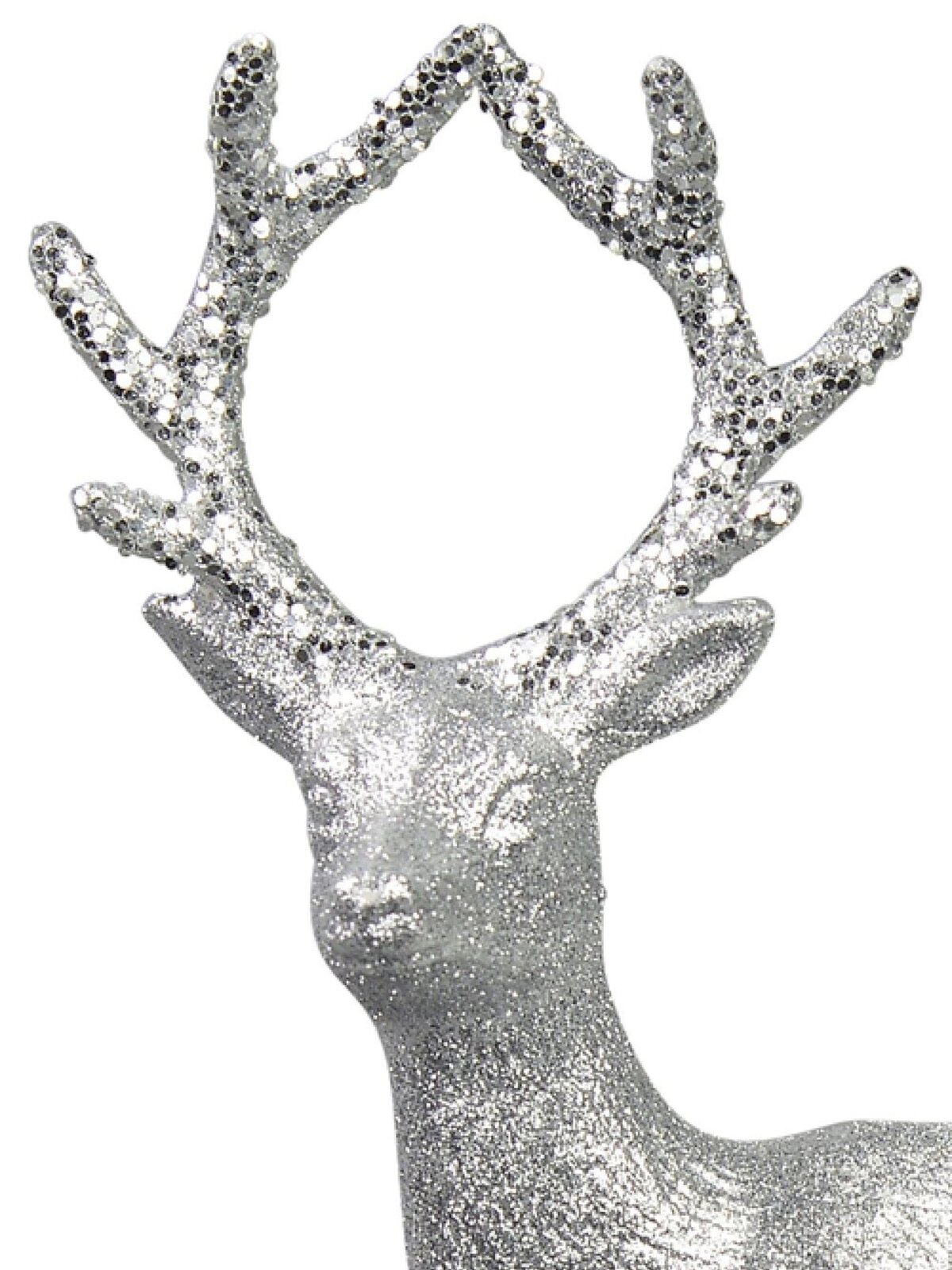 White With Silver Glitter Standing Christmas Reindeer Ornament - 32cm — image 2