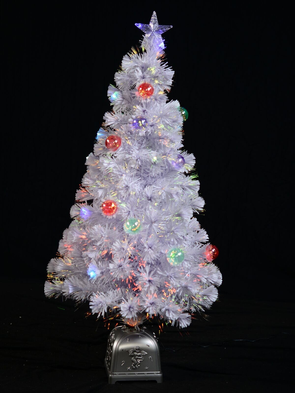 Winter Ice White Multi Colour LED & Fibre Optic Christmas Tree - 90cm — image 6