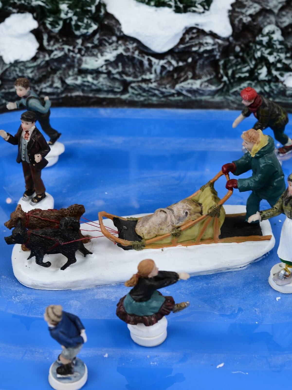 Winter Pond Fun Christmas Village Scene With Church, Carousel & Band - 60cm — image 4