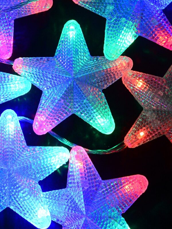 10 Multi Colour Textured Stars Twinkle LED Christmas Icicle String Light - 1.4m — image 4