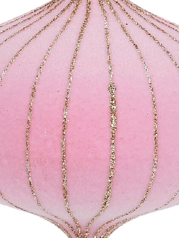 10cm Pale Pink Flocked Christmas Onion Bauble — image 3