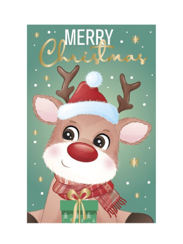 10x Cute Cartoon Character Christmas Greeting Cards Gold Foil Pack | 17cm — image 2