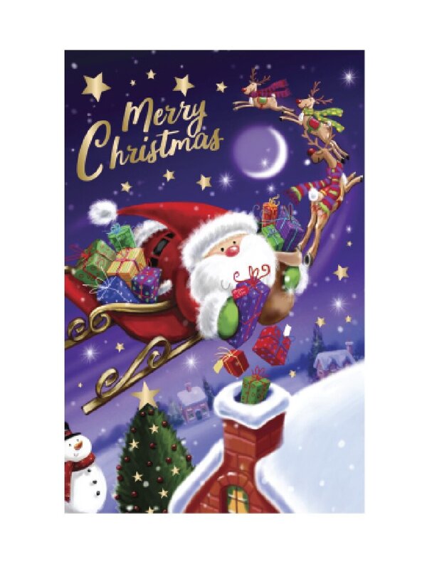 10x Cute Cartoon Character Christmas Greeting Cards Gold Foil Pack | 17cm — image 3