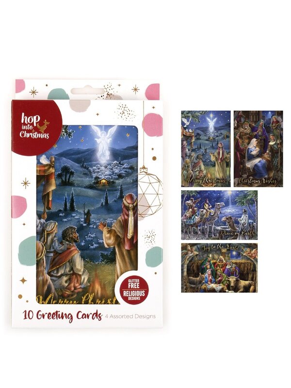 10x 17cm Nativity Scenes Christmas Greeting Cards With Metallic Gold Text Pack — image 5