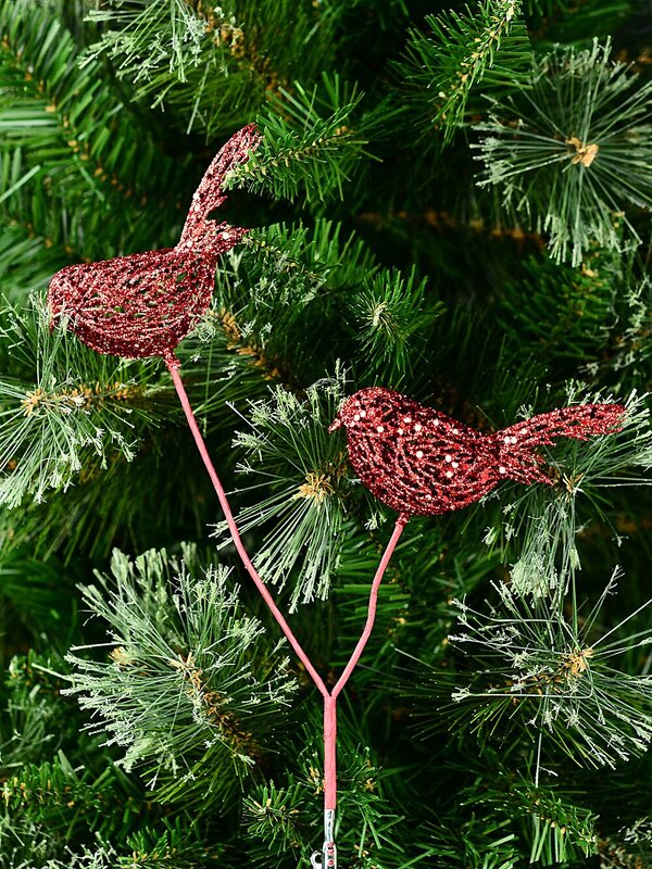 Red Robin Mesh With Embellishments Christmas Tree Clip Pick | 11cm — image 3