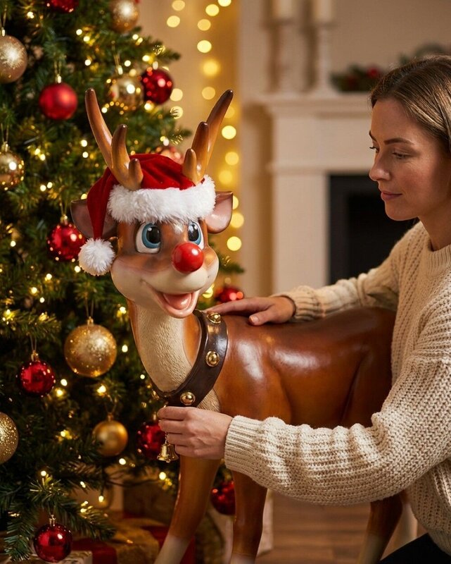 1.1m Cute Standing Reindeer Life Size Resin Christmas Ornament — image 3
