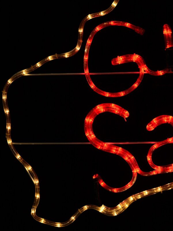 1.1m G'day Santa Aussie Map With Neutral White & Red LED Rope Light Display — image 4
