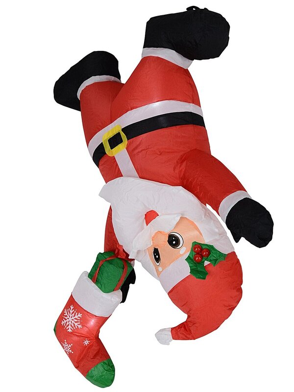 1.1m Hanging Upside Down Santa & Stocking Illuminated Christmas Inflatable — image 4