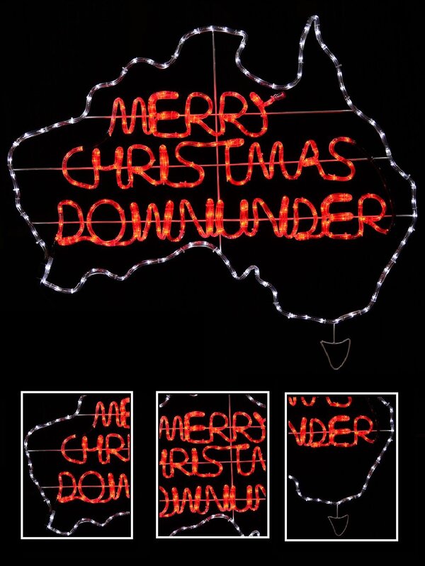 1.1m Outdoor Merry Christmas Down Under Aussie Map LED Rope Light Motif — image 2
