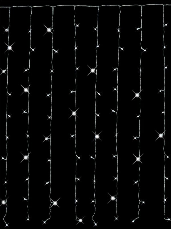 120 Cool White Concave Bulb LED Christmas Curtain Light String - 2.2m — image 2