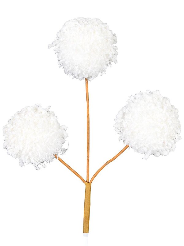 White Frosted Pom Pom Snowballs Christmas Tree Clip Pick | 12cm — image 3