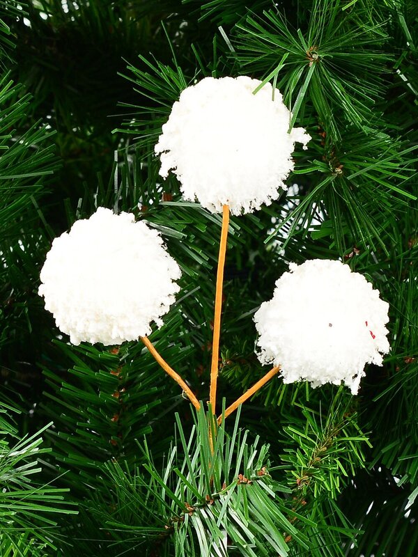 White Frosted Pom Pom Snowballs Christmas Tree Clip Pick | 12cm — image 2