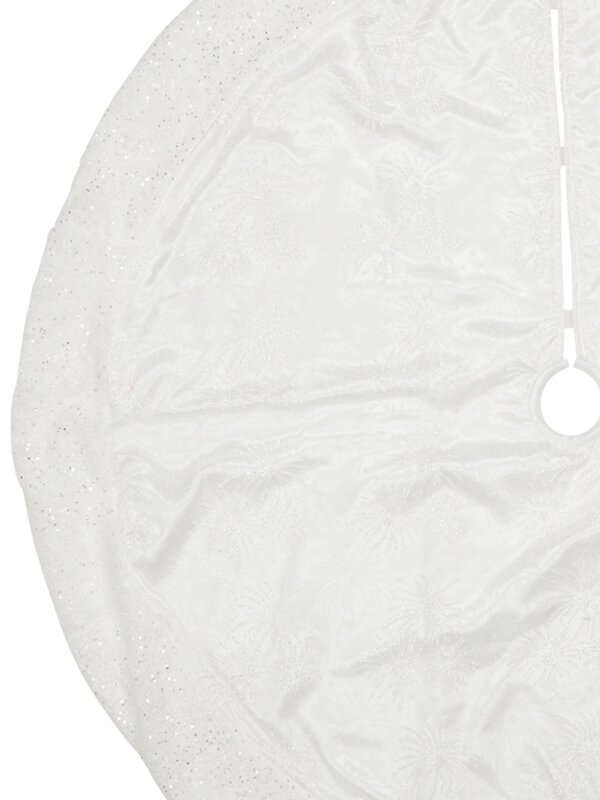 1.2m White With Iridescent Glitter Star & Sunburst Pattern Christmas Tree Skirt — image 4