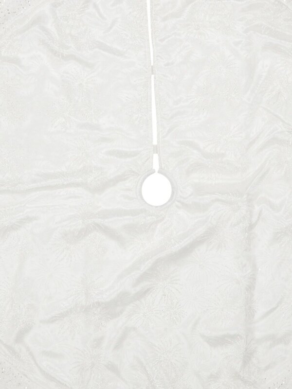 1.2m White With Iridescent Glitter Star & Sunburst Pattern Christmas Tree Skirt — image 3