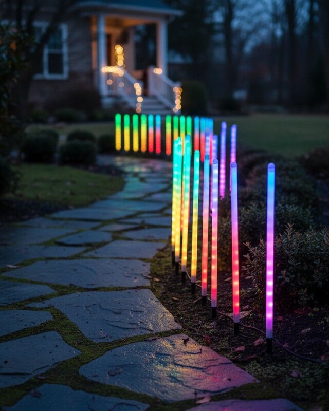 12x LED Meteor Shower Path Lights - Rainbow Multi Colour Tubes | 50cm — image 2