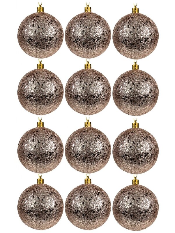 12x Lustrous Rose Gold Essential Sequin & Glitter Baubles | 60mm — image 3