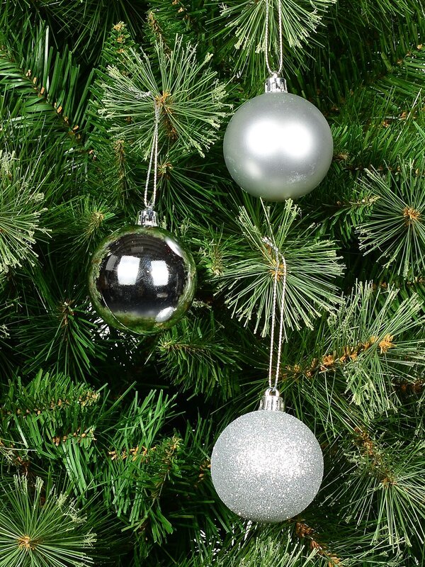 12x Timeless Silver Essential Mixed Finish Baubles | 60mm — image 2