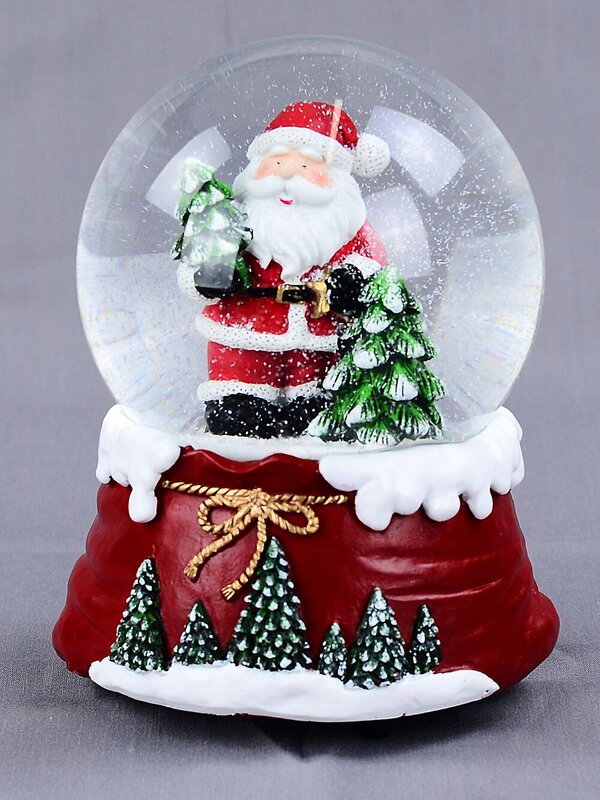 10cm Santa & Pine Trees Wind Up Musical Waterball Snow Globe — image 5