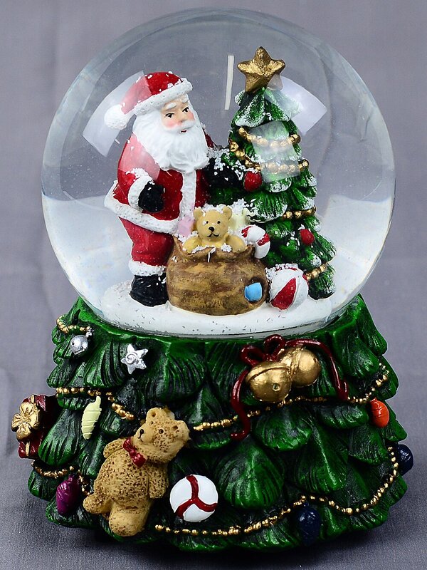 14cm Santa, Tree & Gifts With Music & Lights Waterball Snow Globe Ornament — image 5