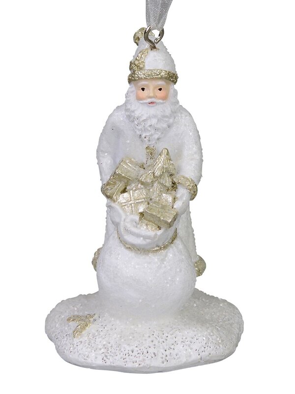 Standing Traditional Father Christmas with Child, Hanging Ornament - 70mm