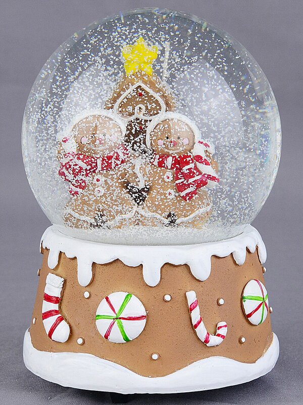 10cm Gingerbread Family Wind Up Musical Christmas Waterball Snow Globe — image 3