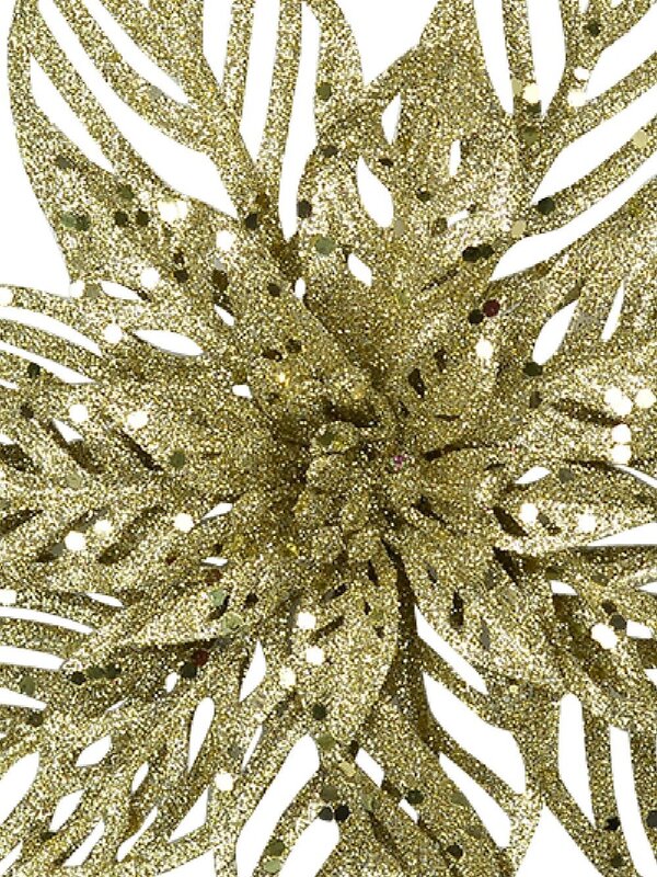 Pale Gold Perforated Bract Poinsettia Christmas Tree Clip Pick | 15cm — image 3