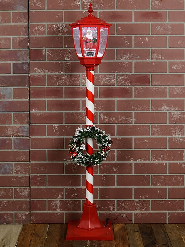Animated Santa Snow Globe & Wreath Indoor Musical Lamp Post | 1.5m — image 5