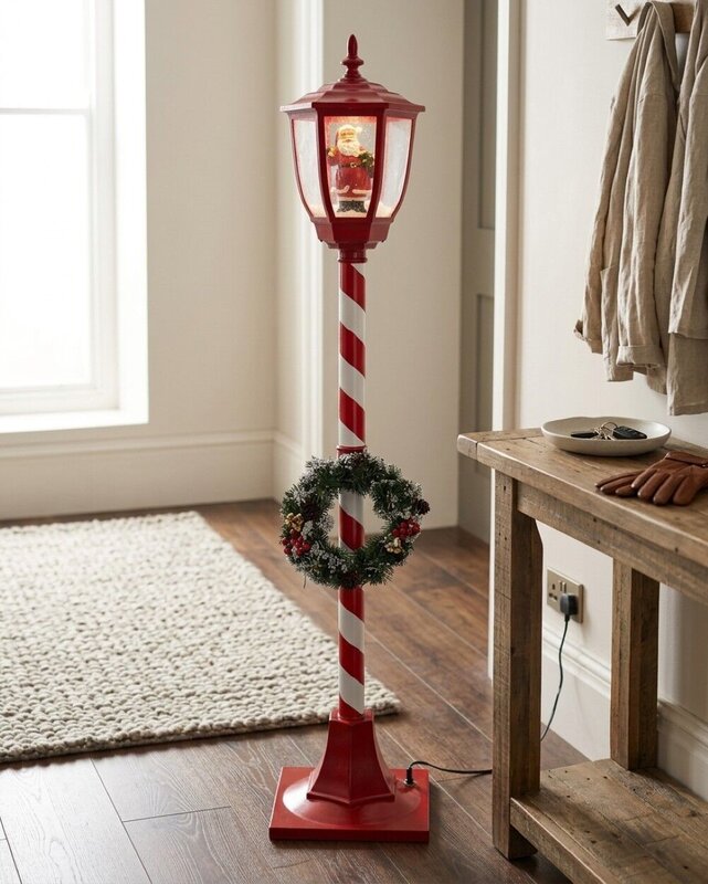 Animated Santa Snow Globe & Wreath Indoor Musical Lamp Post | 1.5m — image 4