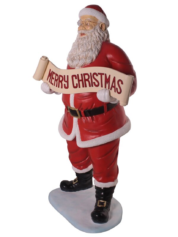 1.5m Classic Santa Claus With Merry Christmas Banner Life Size Resin Ornament — image 2