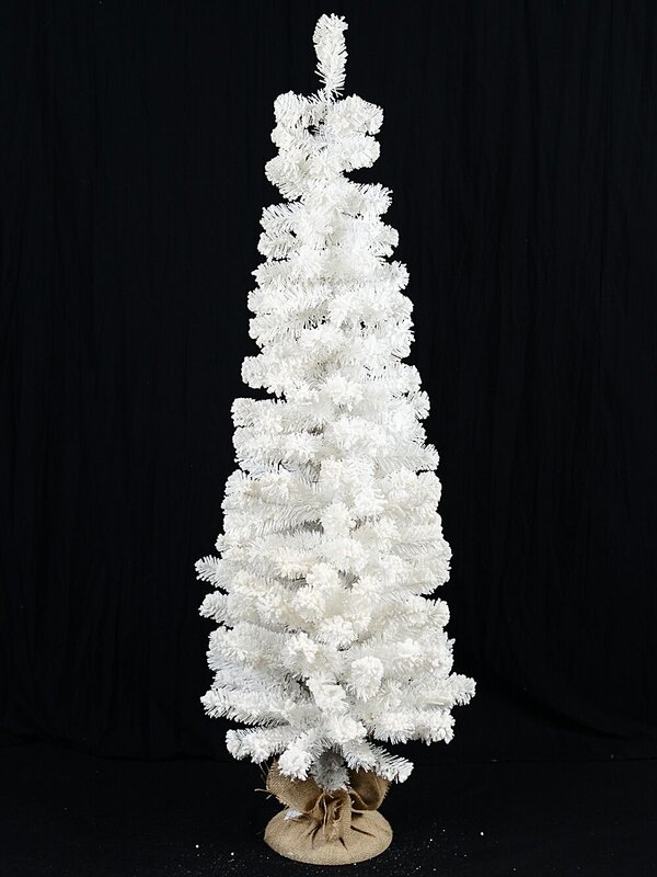 1.5m Slim White Foxtail Lightly Flocked Christmas Tree With 212 Fir Tips