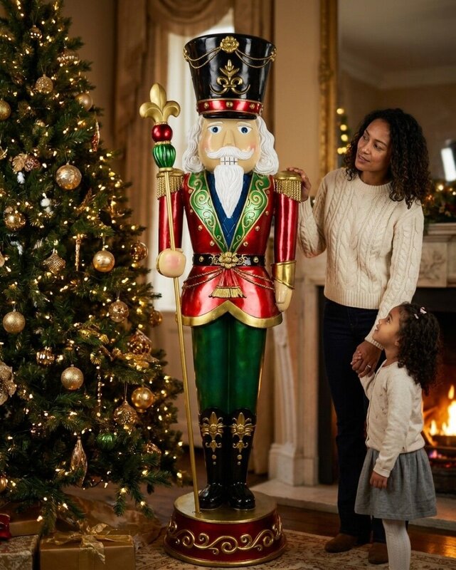1.8m Red Green & Gold King Nutcracker Life Size Resin Christmas Ornament — image 3