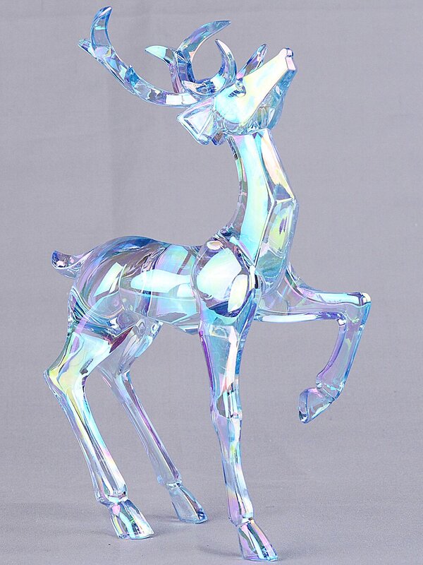 19cm Iridescent Blue Glass Style Standing Reindeer Figurine — image 4